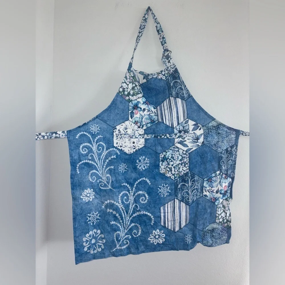 Maison d' Hermine 100% Cotton Apron Summer Blues Cooking Baking Kitchen Apron